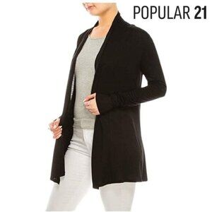 Popular 21 Women’s‎ Long Sleeve Cardigan | Lightweight Open Front Jersey